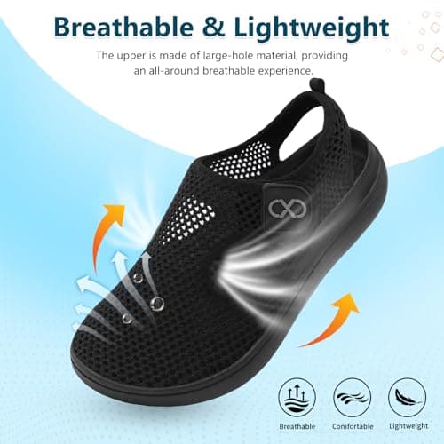 JOINFREE Womens Sandals Wide Fit Walking Trainers Mesh Breathable Zero Drop Barefoot Adjustable Summer Holiday Shoes Closed Toe for Beach Garden Travel Daily Wear Anti-Slip Black — view 5