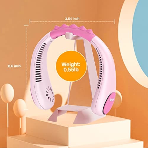 Kkdi Kids Neck Fan, Portable Bladeless Fan for Kid 4-14Y Girls & Boys, 2600mAh USB Personal Mini Fan Cooling Fan for Travel/Camping/Study, 4 Speeds, Lightweight, Compact, Perfect Summer Gifts for Kids — view 6