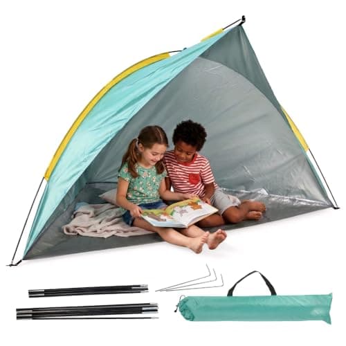 GEEZY Pop Up Beach Tent - 1-2 Person UPF 50+ UV Sun Protection, Sun Shade Shelter for Beach, Camping & Garden - 2 Person Portable Canopy, Silver Coated 170T Polyester with Carry Bag