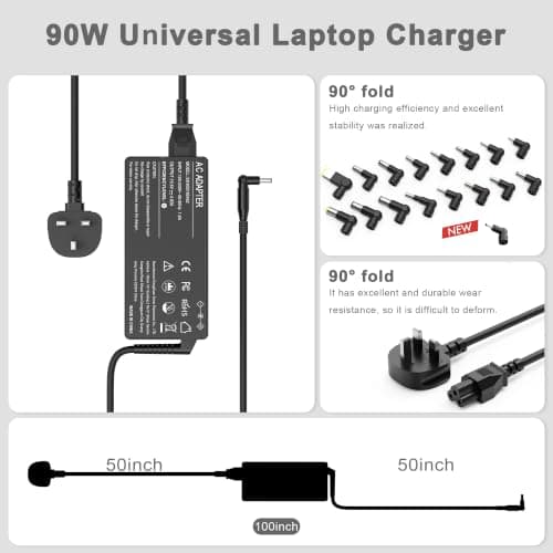 FUDCOCWN 90W Universal Laptop Charger UK AC Power Adapter — view 2
