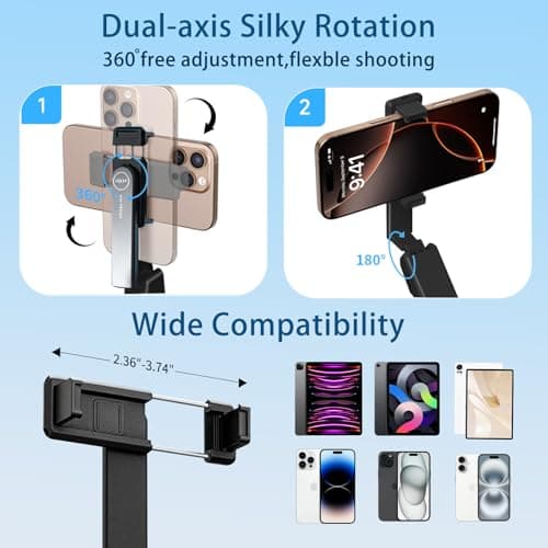 VVNTY Selfie Stick Integrated Extendable Selfie Stick Portable Pocket Monopod for Iphone Android (Black) — view 6