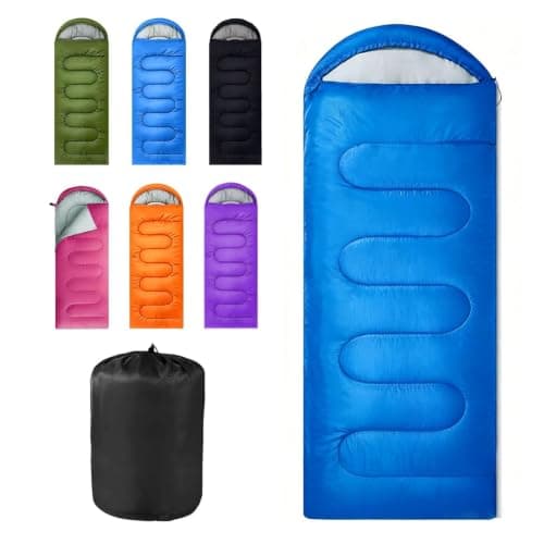 Outdoor Sleeping Bag for Camping, for 3-4 Seasons, Adult & Kids Sleeping Bag,Small Packed Size, Ultralight Carry Bag, Soft, Thick and Warm, for Hiking, Backpacking and Camping (Blue)