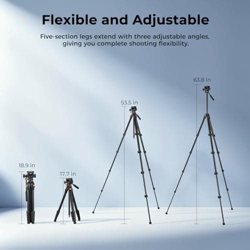 K&F CONCEPT 63"/162cm Camera Tripod with Fluid Head — view 4