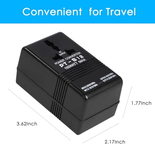 110V to 220V Step Up & Down Power Voltage Converter Watt Transformer for Travel (Black, 100W) — view 2