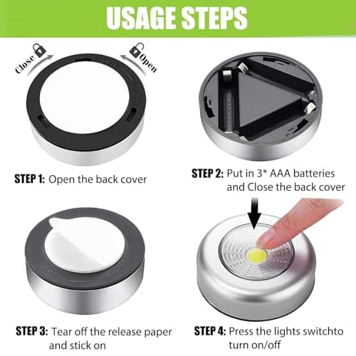 6 Pack Portable Stick on Wall Lights, Touch Control Battery Powered Push Lights, 70 Lumen Stick on Wireless LED Cabinet Light for Kitchen Closets Armoire Cabinets Counters Utility Room[Energy Class A] — view 5