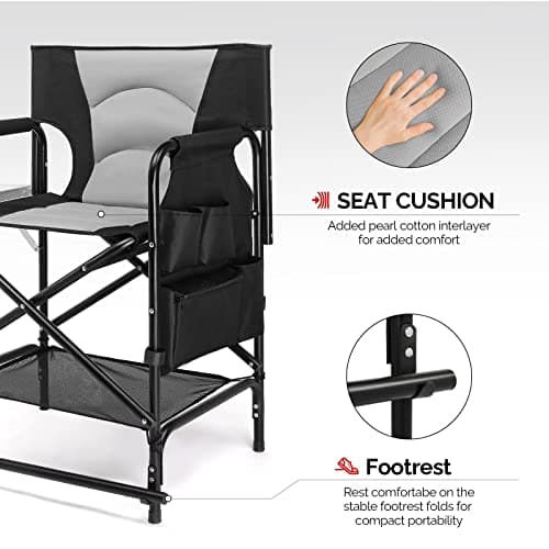 Bonnlo Directors Chair with Side Table & Storage bag,Portable Camping Chair — view 4