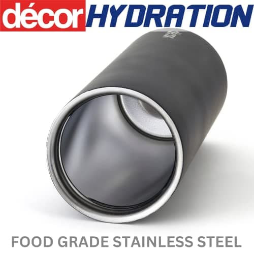 Décor Double Wall Stainless Steel Travel Mug - Keeps 4 Hours Hot - 12 Hours Cold - Car Cup Holder Compatible - Removable Screw Top Lid - 300ml Black — view 5