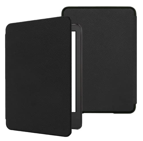 TOKILO Case for Kḭndle 6 inch eReader (11th Gen, 2024/2022 Release), Case for iPad 6" eBook, Ultra Lightweight Slim PU Leather Protective Cover with Auto Wake/Sleep, Dark Black