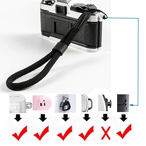 LXH Cotton Camera Wrist Strap, Adjustable Wrist Strap Hand Lanyard for Mirrorless Compact System DSLR Camera Video Camcorder Binoculars (Black) — view 2