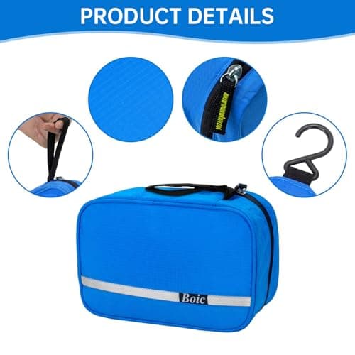 Boic Hanging Toiletry Bag, Foldable Travel Wash Bag with Hanging Hook, Blue — view 2