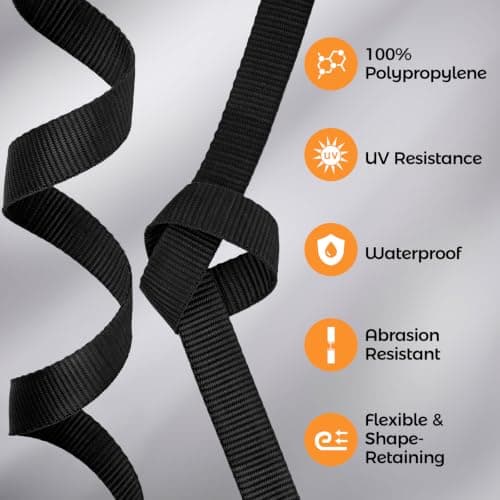 Aystkniet Webbing, 25mm 38mm 50mm Polypropylene Webbing Strap, Black, 9M — view 2