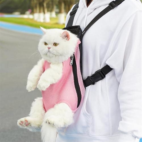 Breathable Pet Carrier Backpack, Legs-Out Dog & Cat Travel Bag, Pink, M — view 5