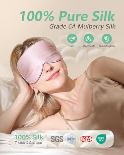 BeeVines 100% Mulberry Silk Sleep Mask, Light Blocking Eye Masks (2 Packs) — view 2