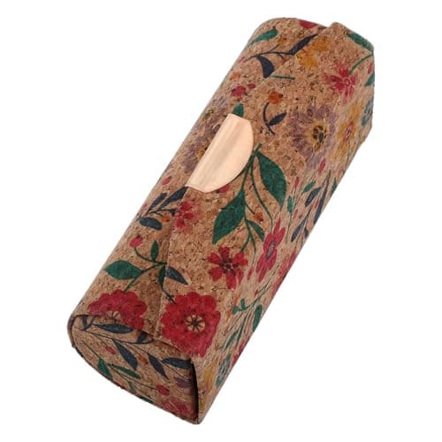 Vintage Floral Lipstick Case with Mirror, Cork Travel Cosmetic Pouch