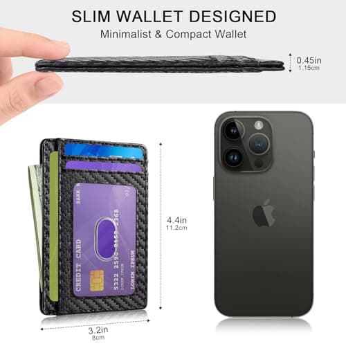 Meliya Slim RFID Blocking Wallet for Men, Front Pocket Minimalist Leather Credit Card Holder Wallet for Women, Holds up to 7 Cards and Bank Notes, Ideal for Travel — view 4