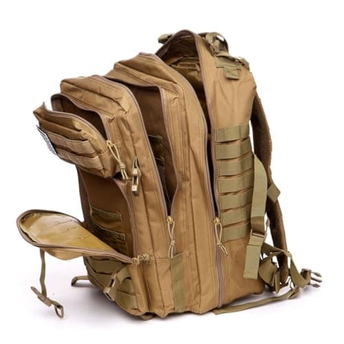 Thuram 50L Durable Nylon Waterproof Fishing Hunting Backpack Outdoor Military Rucksacks Tactical Sports Camping Hiking Bags (Khaki) — view 6