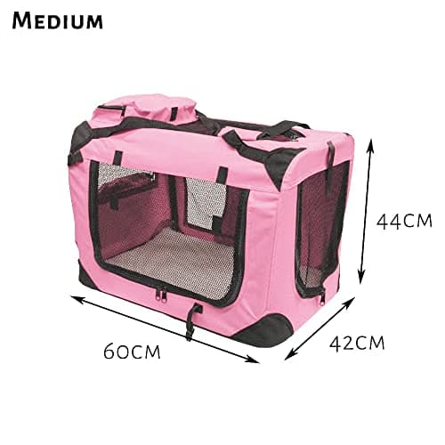 Petbarn Portable Soft Fabric Pet Carrier Folding Dog Cat Puppy Travel Transport Bag (Medium, Pink) — view 3