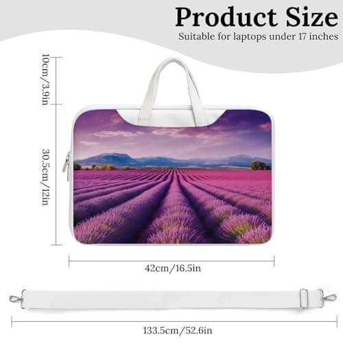 Lavender Fields Printed Leather Shoulder Messenger Bag Briefcase for Men Women Travel Business Office Hangbag Laptop Pack Crossbody — view 3