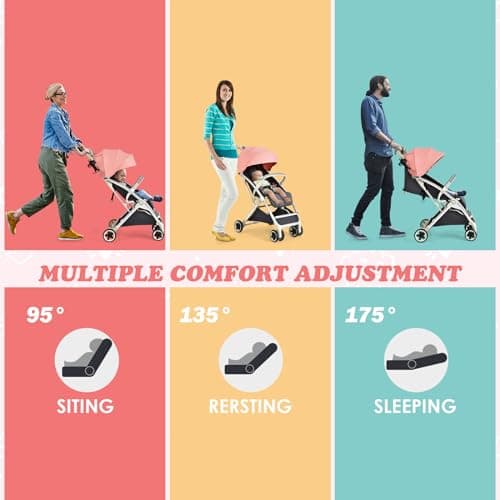 GYMAX Baby Foldable Stroller with Safety Belt, Storage Basket(Pink) — view 2
