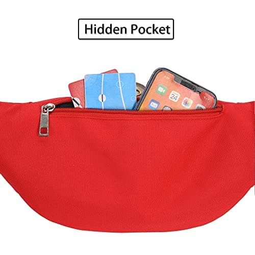 Bumbags and Fanny Packs for Men Women Hiking Running Travel Waterproof Waist Bag Walking Dog Outdoor Sport for Ladies Boys Red — view 4