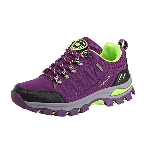 Women’s Walking Trainers Waterproof Mesh Wide Fit Slip On Hiking Shoes (Purple,6)