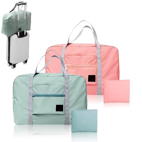 2pcs Foldable Travel Bag, Small Holdall Bags for Women, Carry on Duffel Bag