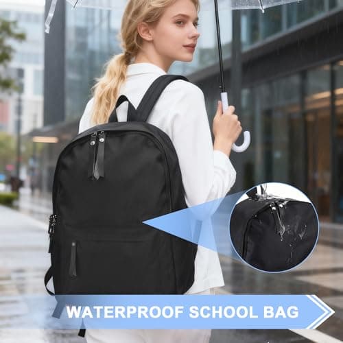 4pcs Black Backpack Unisex, School Bag for Teenager, Black Rucksack School — view 5