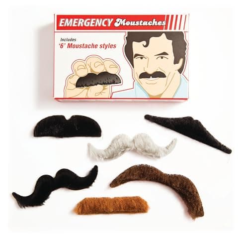 Gift Republic Emergency Moustaches, Black/Brown/Grey, One Size — view 2