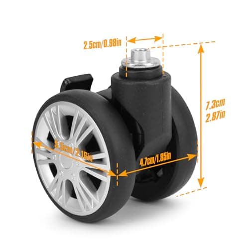 Volein Luggage Wheel with Brake Universal Suitcase Replacement Wheel-Silver — view 2