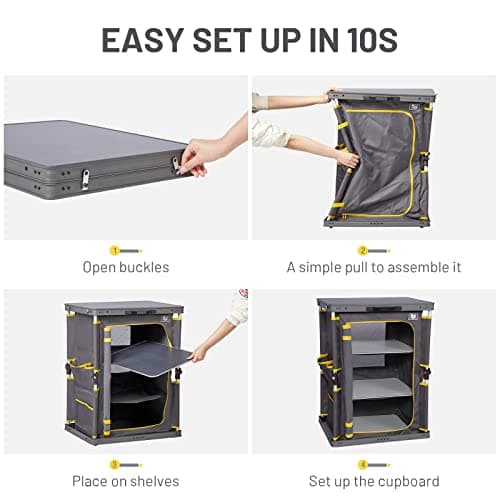 TIMBER RIDGE Compact Folding Kitchen Cabinet for Camping Garden Storage Compartments with Side Pockets — view 5