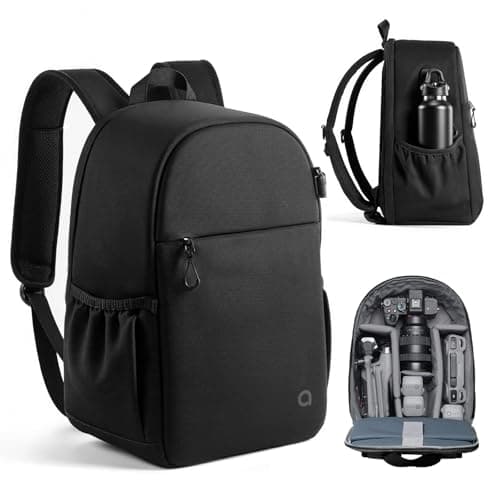 llano Camera Backpack for DSLR/SLR/Mirrorless – Water-Resistant Photography Bag with Laptop Slot & Tripod Holder, Compact Case for Canon/Nikon/Sony, Travel & Outdoor,Medium 10L Capacity, Black