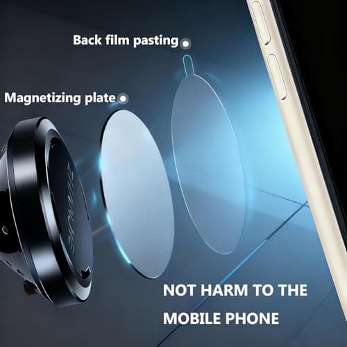 8 Pack Ultra Thin Metal Plates with Strong Adhesive for Magnetic Phone Car Holders, Universal Mount Kit for Secure Attachment (Black) — view 6