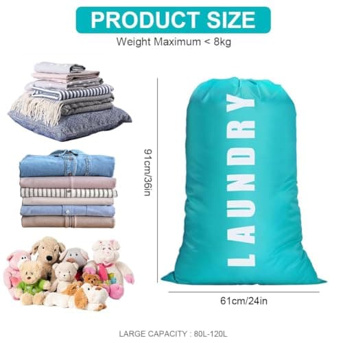 2 Pack Large Laundry Bags, 61×91cm Travel Laundry Bags for Travelling — view 2