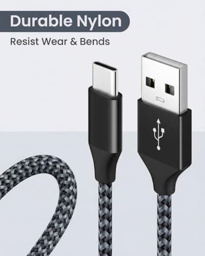 USB C Charger Cable Multi-Pack [1M 2M 3M], 3A Fast Charging Type C Lead [3-Pack] Braided USB A to USB C Cable Compatible with iPhone 16 15, Samsung S22 S10, Tablets - Black+Silver — view 6