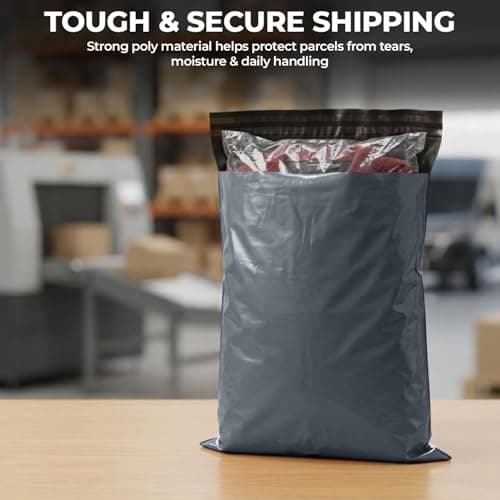iSOUL 10x Large Mailing Bags, 17x24 Strong Large Vinted Mailing Postal Postage Bags [Use in Parcel, Delivery, Shipping, Mail, Package] [43.2cmx61cm] Grey Bag — view 2