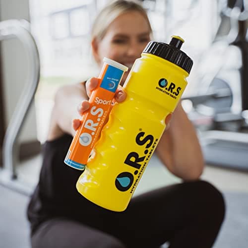 O.R.S Hydration Official Sports Reusable Water Bottle, for Kids or Adults, BPA-Free Drinking Bottle with Transparent Measuring Strip & Sports Cap, Leak Proof, 750ml, Yellow — view 6