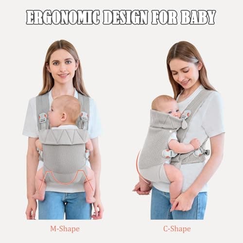 IULONEE Baby Carrier Newborn to Toddler Ergonomic Infant Carrier Wrap Grey — view 6