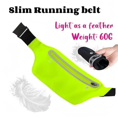 YITORMAN Slim Running Belt,Running Waist Packs,Running Band for iPhone,Waist Bag for Workout Jogging,Walking,Travel Money Belt Running Gift Gear Accessories (Fluorescent Yellow) — view 5