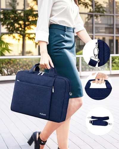 Ferkurn Laptop Bag Case for Women Men, Messenger Briefcase Computer Bag with Shoulder Compatible with Macbook Pro/Air, XPS Latitude, HP Pavilion, ASUS, Acer, Samsung, Blue, 15 15.6 16 Inch — view 5