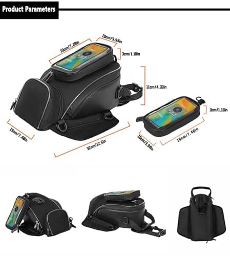 YSNFDN Motorcycle Tank Bag for Harley Davidson Softail Breakout 2013-2024, Waterproof Magnetic & Strap-On Motorcycle Fuel Tank Bag with Multi-Compartment Storage for Touring & Commuting,B — view 2