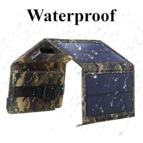 LIXSAZSE Foldable USB Solar Panels 5V IP65 Waterproof Outdoor Household Phone Charger Travel Climbing Power Bank Charging Plate, Camouflage — view 6