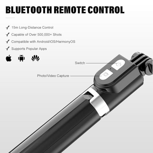 Portable Selfie Stick with Remote, Extendable Tripod for iPhone 15/14/13/12/11/X/8/7, Galaxy S23/S22/S21/S20/Note/Z Flip, Pixel, OnePlus, Travel Phone Mount — view 6