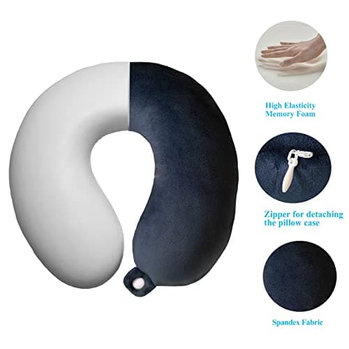 NavoX Travel Pillow Memory Foam Neck Pillow for Travel w/sleep mask/Earplug/Pouch, Neck Support Pillow Quick Pack Lightweight for Camping, Car, Airplane/Blue — view 3