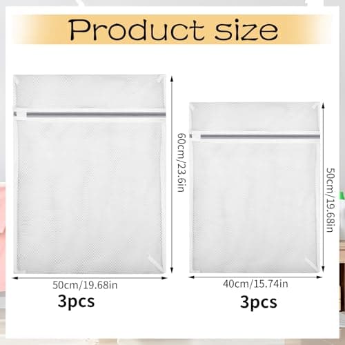 6 Pack Mesh Laundry Wash Bag, Mesh Laundry Bags With Zips (L+M, White) — view 2