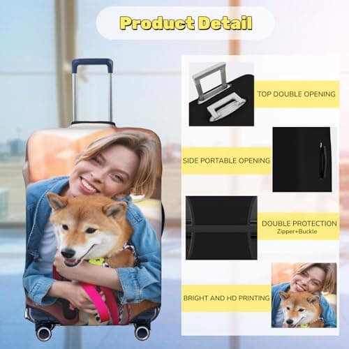 XUNQI XUFA Personalised Suitcase Cover | Custom Luggage Cover with Photo/Text/Logo |Fits Sizes 18-32 Inch |Unique Travel Luggage Accessories Gift for Family, Couple & Friends — view 4