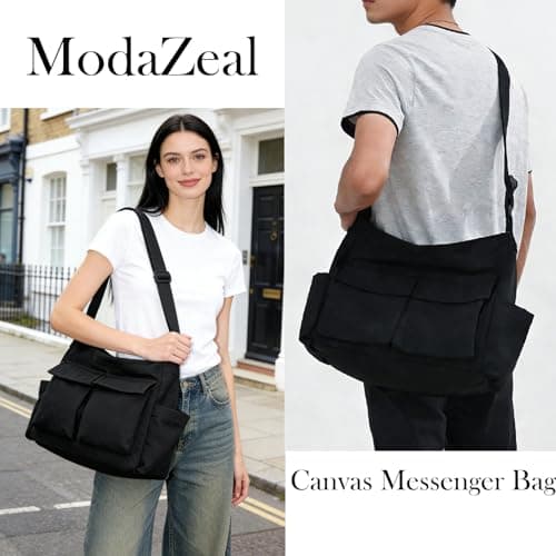 ModaZeal Canvas Messenger Bag Crossbody Women Men Large Satchel Handbags — view 2