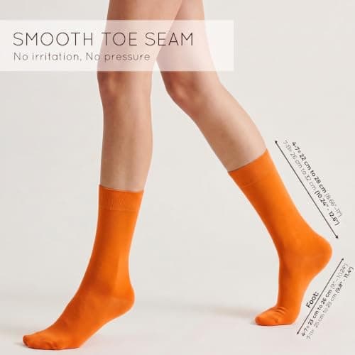 Mysocks Finest Cotton Dress Socks for Men Women - Super Soft Breathable Plain Orange Crew Socks for Business Casual Looks Orange 7-11 — view 2