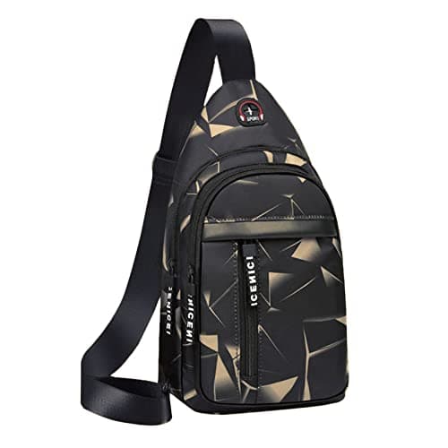 Shoulder Bag Outdoor Sports Bag for Casual Couples Waist Bag with Headphone Jack Small Portable Travel Chest Bag, Black