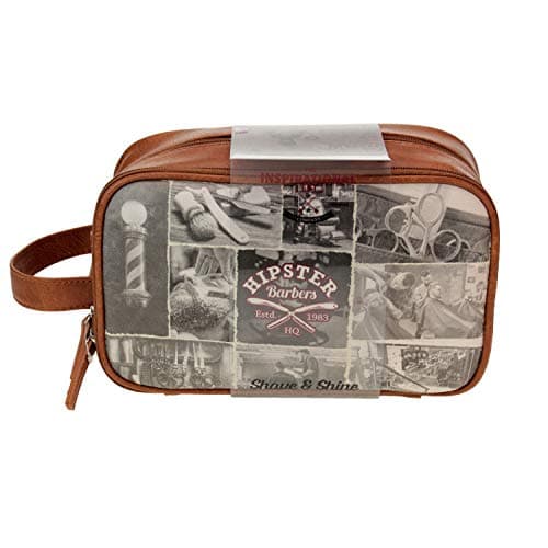 Mens Vintage Barbershop Washbag With Grooming Set