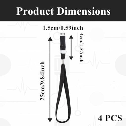 4 Pcs Walking Stick Wrist Strap,Black Nylon Walking Stick Strap,Walking Stick Accessories,Walking Cane Handle Stick Straps,Wrist Loop Strap for Canes & Crutches,Suitable for Elderly,Disabled,Hiking — view 2